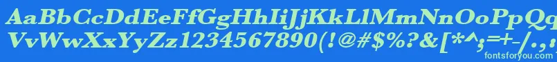 UrwbaskertultbolextwidOblique Font – Green Fonts on Blue Background