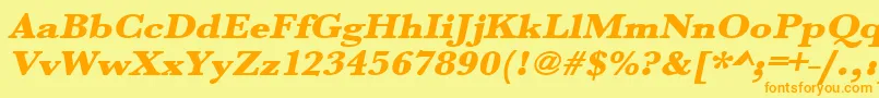 UrwbaskertultbolextwidOblique Font – Orange Fonts on Yellow Background