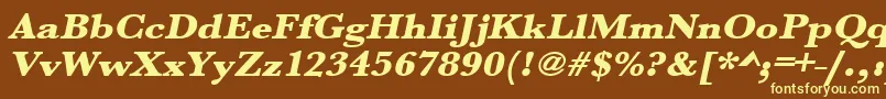 UrwbaskertultbolextwidOblique Font – Yellow Fonts on Brown Background