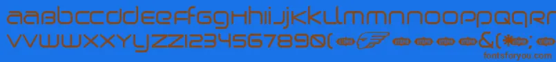 フォントBirdman – 茶色の文字が青い背景にあります。
