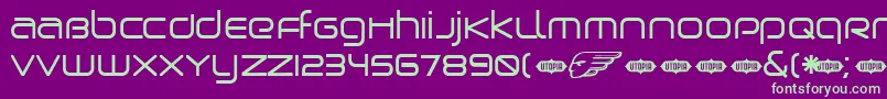 フォントBirdman – 紫の背景に緑のフォント
