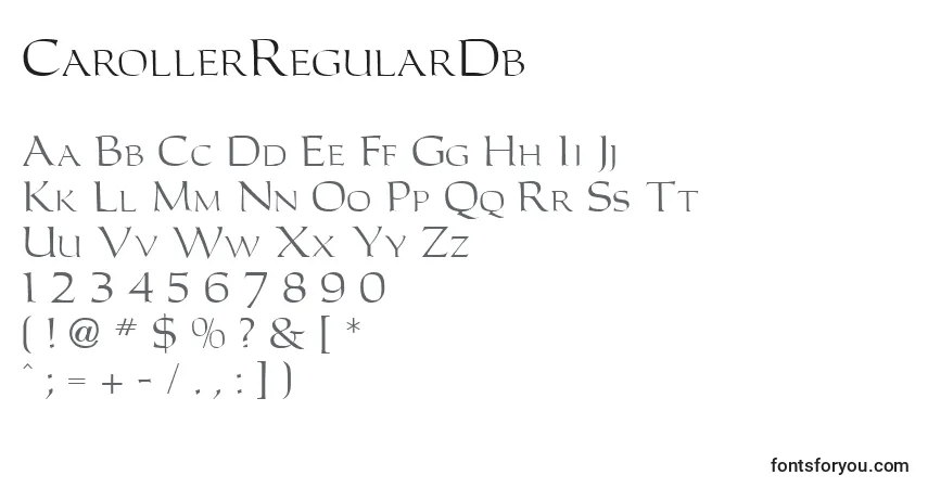 Czcionka CarollerRegularDb – alfabet, cyfry, specjalne znaki