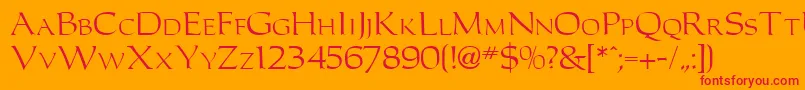 CarollerRegularDb-Schriftart – Rote Schriften auf orangefarbenem Hintergrund