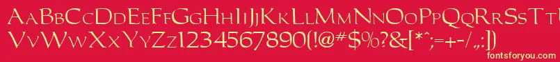 CarollerRegularDb Font – Yellow Fonts on Red Background