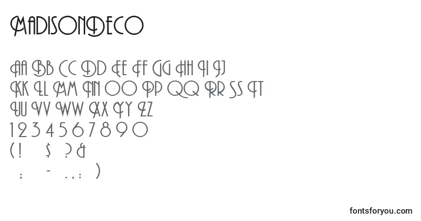 Fuente MadisonDeco - alfabeto, números, caracteres especiales