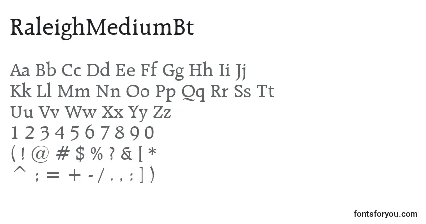 A fonte RaleighMediumBt – alfabeto, números, caracteres especiais