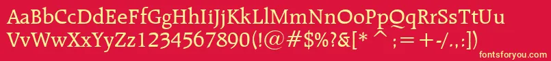RaleighMediumBt-Schriftart – Gelbe Schriften auf rotem Hintergrund