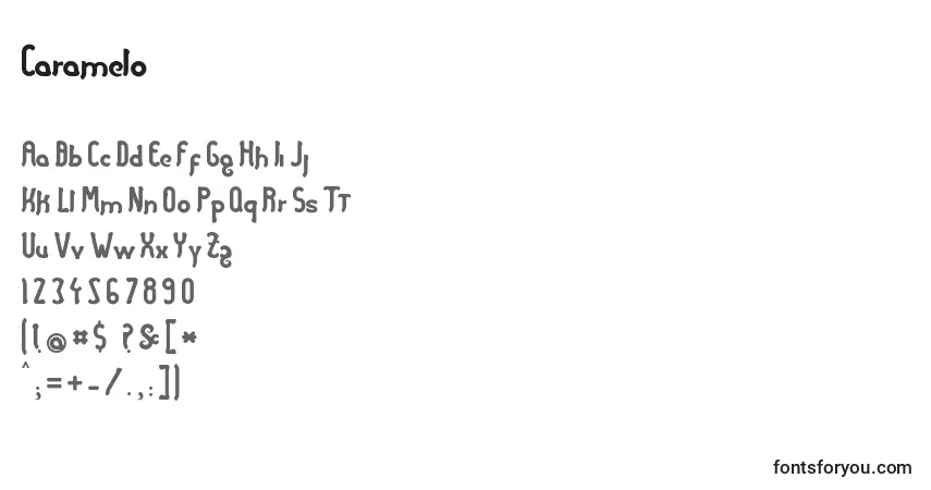 Schriftart Caramelo (47513) – Alphabet, Zahlen, spezielle Symbole