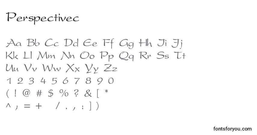 Шрифт Perspectivec – алфавит, цифры, специальные символы
