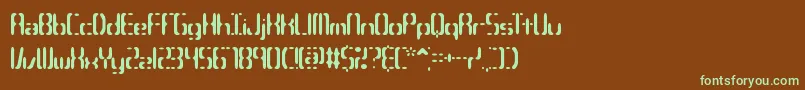 フォントCompc3s – 緑色の文字が茶色の背景にあります。