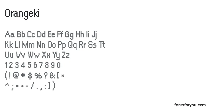 Шрифт Orangeki – алфавит, цифры, специальные символы