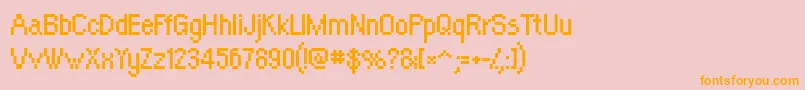 フォントOrangeki – オレンジの文字がピンクの背景にあります。