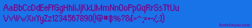 Orangeki-Schriftart – Violette Schriften auf blauem Hintergrund