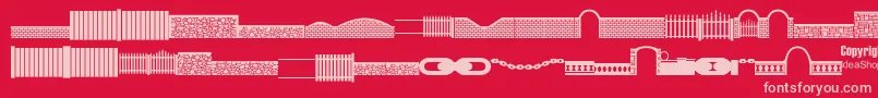 Czcionka Fcofences – różowe czcionki na czerwonym tle