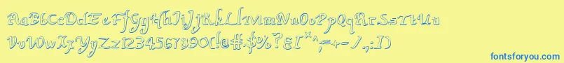 フォントValleyforgeo – 青い文字が黄色の背景にあります。