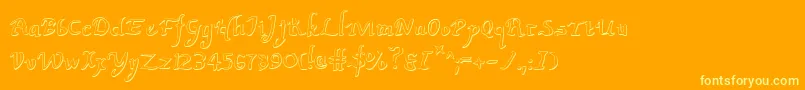Valleyforgeo-Schriftart – Gelbe Schriften auf orangefarbenem Hintergrund