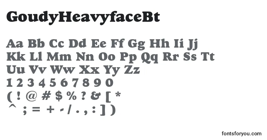 Шрифт GoudyHeavyfaceBt – алфавит, цифры, специальные символы