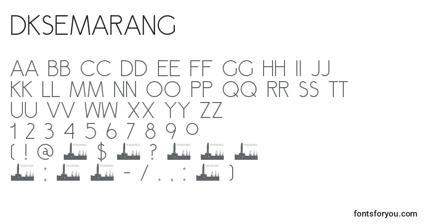 A fonte DkSemarang – alfabeto, números, caracteres especiais