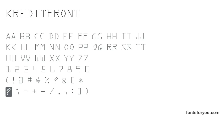 A fonte KreditFront – alfabeto, números, caracteres especiais