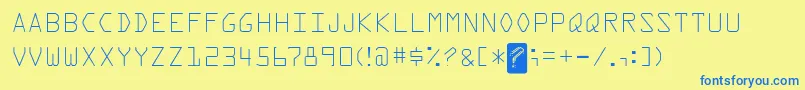 フォントKreditFront – 青い文字が黄色の背景にあります。