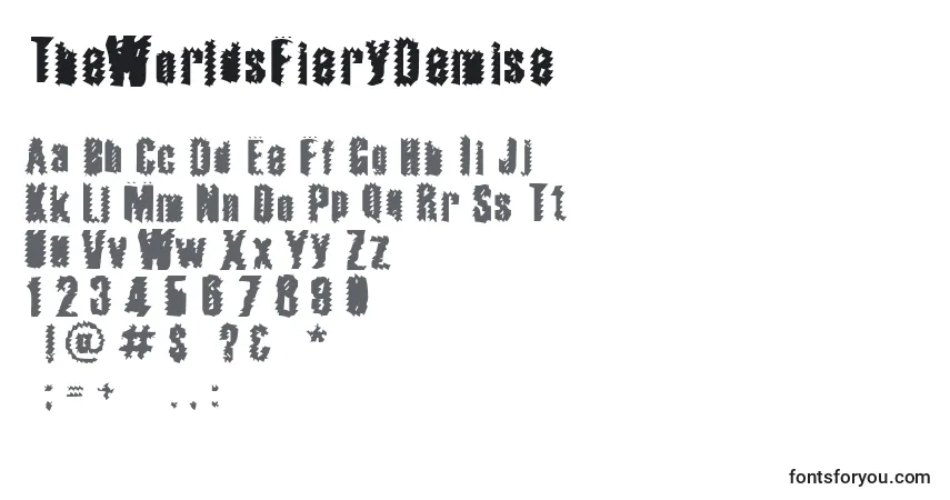 Czcionka TheWorldsFieryDemise – alfabet, cyfry, specjalne znaki