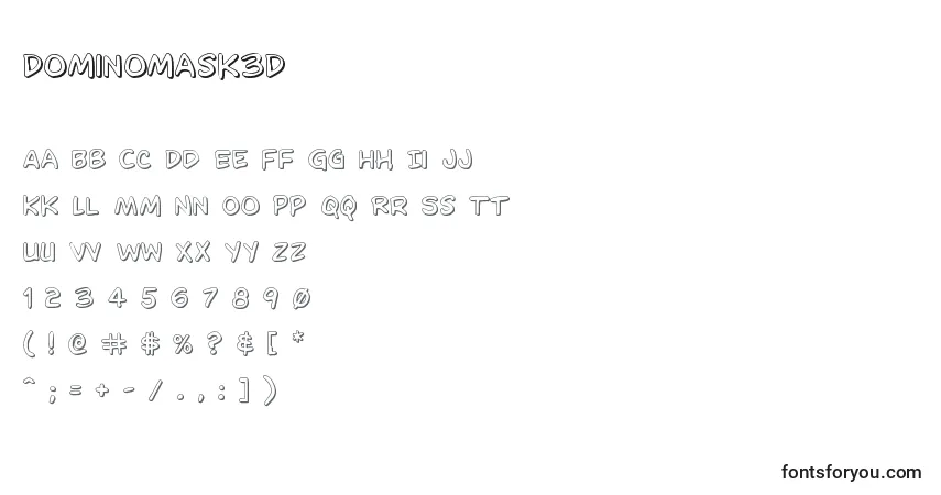 Dominomask3D-fontti – aakkoset, numerot, erikoismerkit