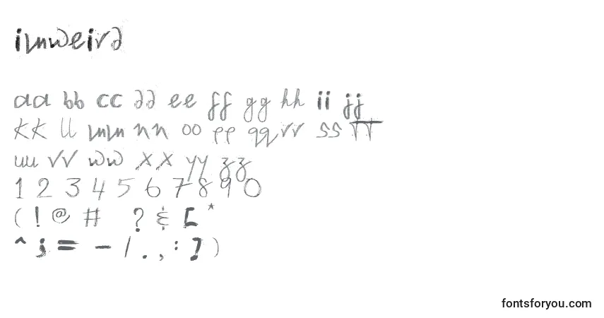 A fonte IMweird – alfabeto, números, caracteres especiais