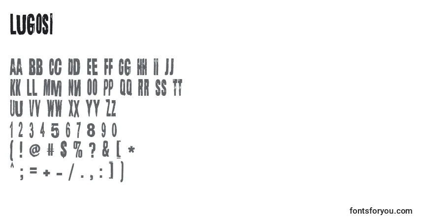 A fonte Lugosi (47532) – alfabeto, números, caracteres especiais