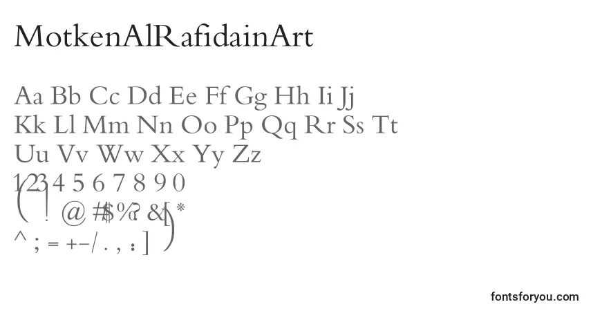 Fuente MotkenAlRafidainArt - alfabeto, números, caracteres especiales
