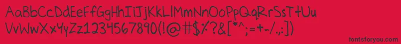 CelinesHand Font – Black Fonts on Red Background