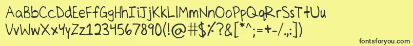 CelinesHand Font – Black Fonts on Yellow Background