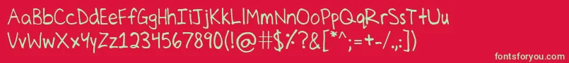 CelinesHand Font – Green Fonts on Red Background