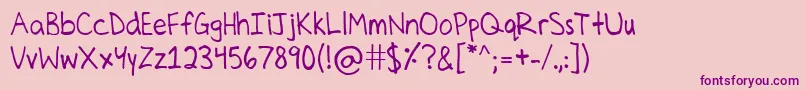 CelinesHand Font – Purple Fonts on Pink Background