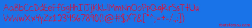 CelinesHand Font – Red Fonts on Blue Background
