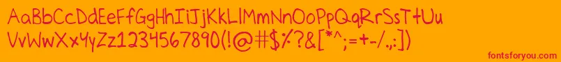 CelinesHand Font – Red Fonts on Orange Background