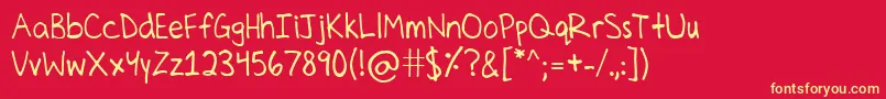 CelinesHand Font – Yellow Fonts on Red Background