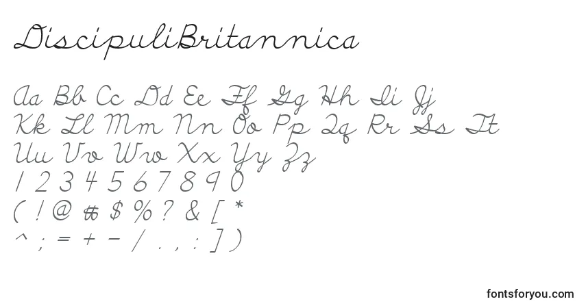 DiscipuliBritannica-fontti – aakkoset, numerot, erikoismerkit