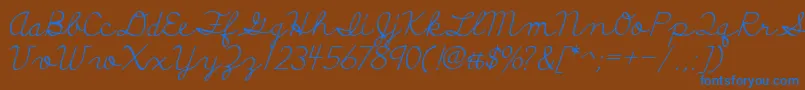 フォントDiscipuliBritannica – 茶色の背景に青い文字
