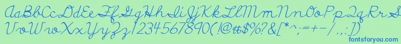 DiscipuliBritannica-Schriftart – Blaue Schriften auf grünem Hintergrund