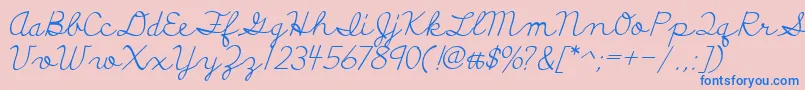 フォントDiscipuliBritannica – ピンクの背景に青い文字