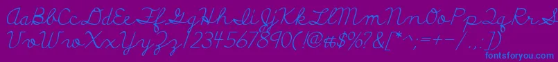 フォントDiscipuliBritannica – 紫色の背景に青い文字