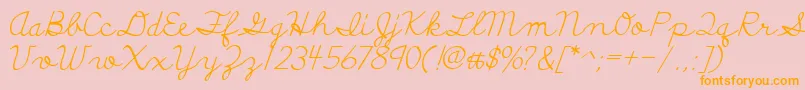 DiscipuliBritannica-fontti – oranssit fontit vaaleanpunaisella taustalla