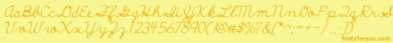 DiscipuliBritannica Font – Orange Fonts on Yellow Background