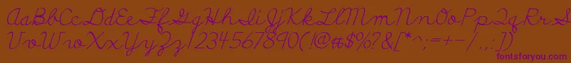 DiscipuliBritannica-Schriftart – Violette Schriften auf braunem Hintergrund