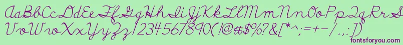 DiscipuliBritannica-Schriftart – Violette Schriften auf grünem Hintergrund