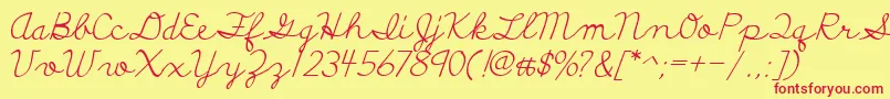 フォントDiscipuliBritannica – 赤い文字の黄色い背景