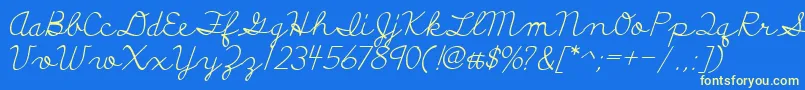 DiscipuliBritannica-Schriftart – Gelbe Schriften auf blauem Hintergrund
