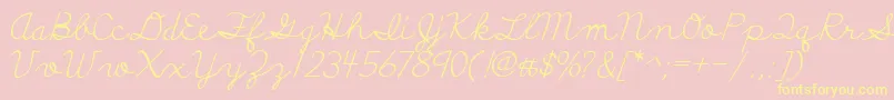 DiscipuliBritannica-fontti – keltaiset fontit vaaleanpunaisella taustalla