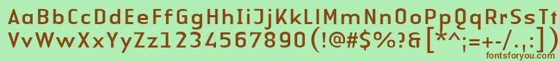 LinotypeAuthenticSansRegular-fontti – ruskeat fontit vihreällä taustalla