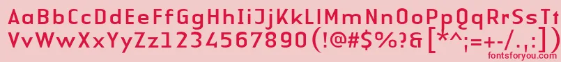 LinotypeAuthenticSansRegular-Schriftart – Rote Schriften auf rosa Hintergrund